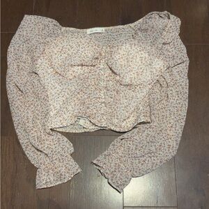 Active USA Floral Print Blouse with Puff Sleeves